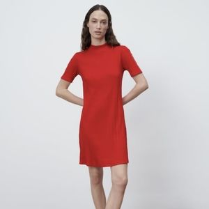 ☀️Final Drop☀️ NWOT Zara Mini Dress Red Ribbed Fit Flare - Women's Large